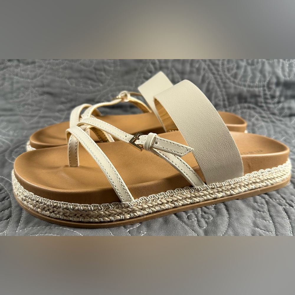 Madden Girl Cream and Tan Platform Sandal Flip Flop